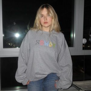 Howdy Cowboy Hand Sewn Stitch Letter Sweatshirt